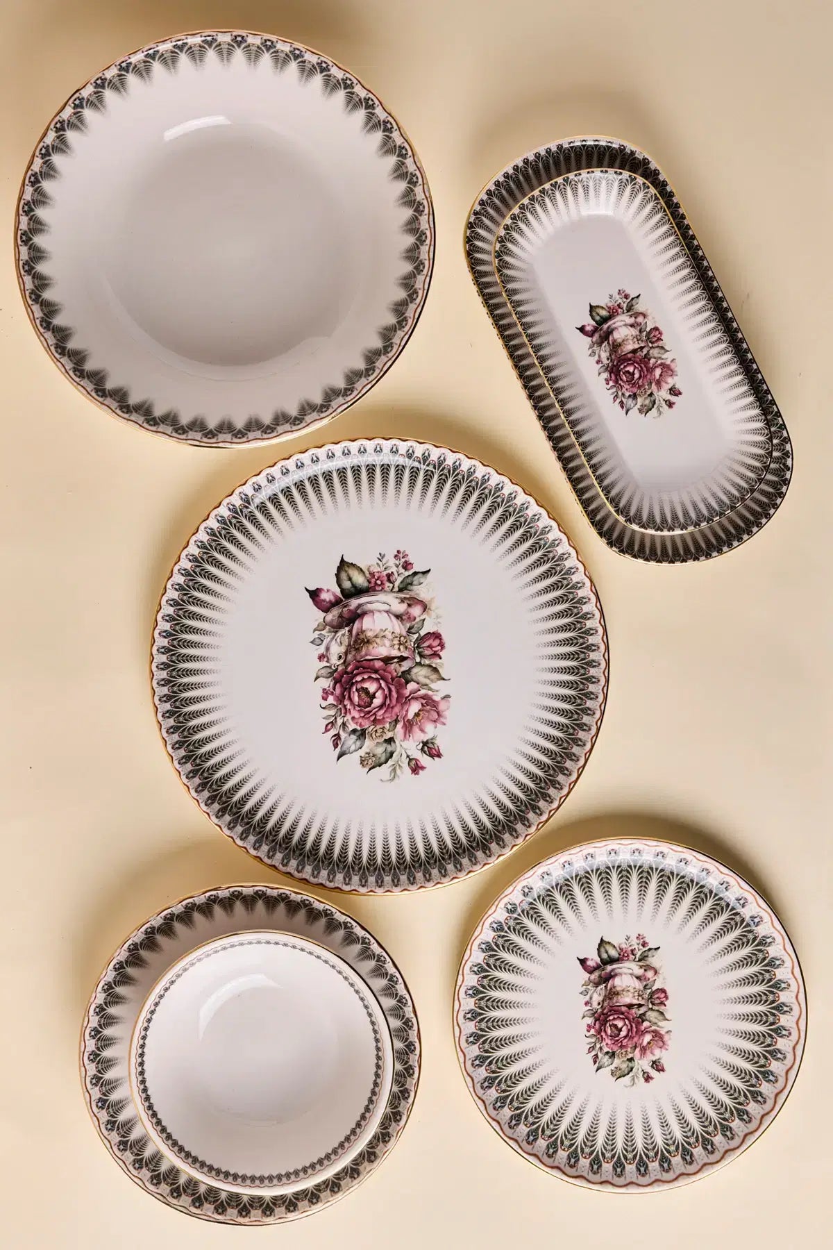 PEROTTI Antique Altin Yaldizli Stoneware - 27 Parça Yemek Takimi