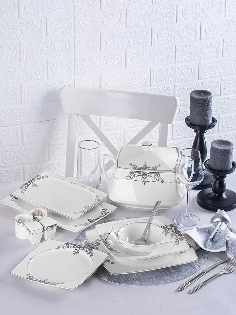 TAC EV Real Bone Harem 12 Kişilik Yemek Takımı Platin - 60 Parça