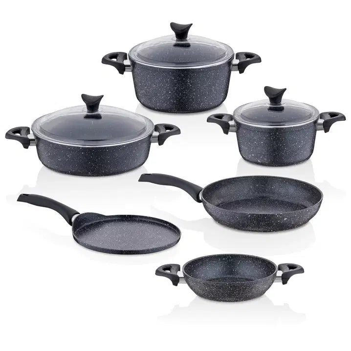 TAC EV Taç Mastercook Pro 9 Parça Granit Tencere Seti Siyah
