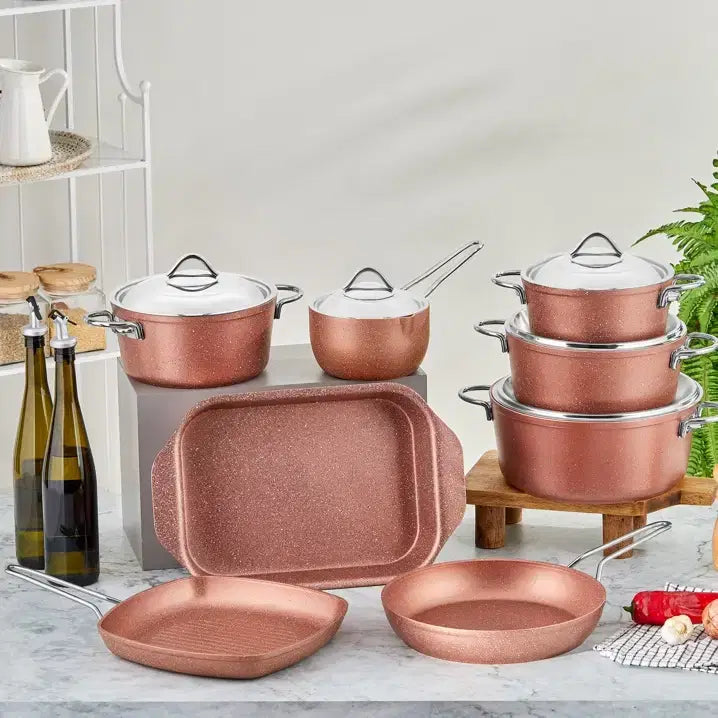 TAC EV Ultra Granit Çeyiz Seti Rose Gold - 13 Parça