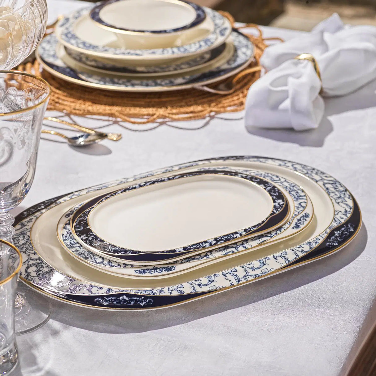 SCHAFER Tılsım Lace Lacivert Yemek Takımı - 60 Parça