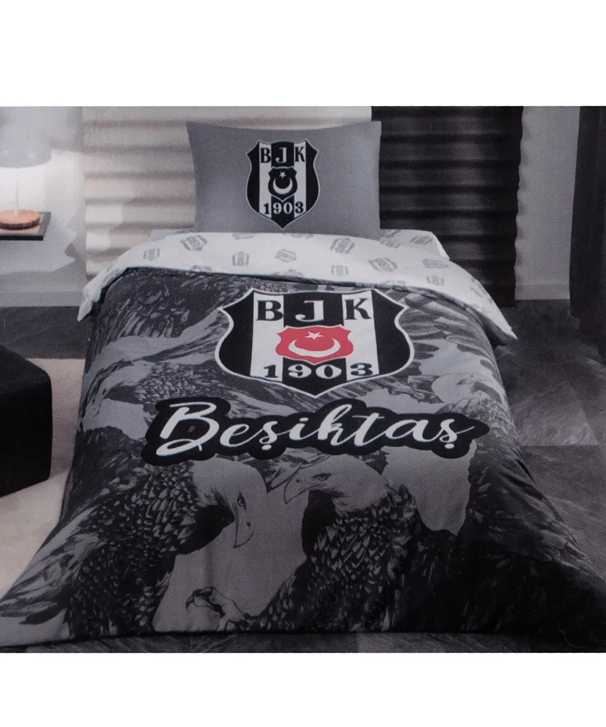 BEŞİKTAŞ Tek Kisilik Kartal Desen Nevresim Takimi