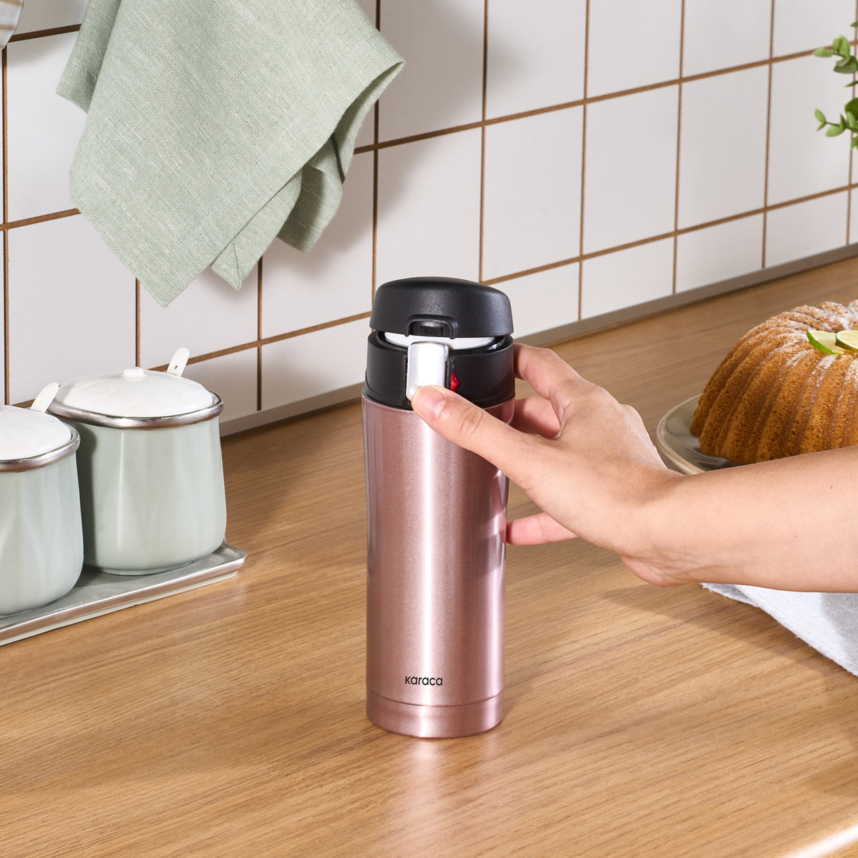 Karaca Pluton Çelik Sızdırmaz Termos Rose Gold 450 ml