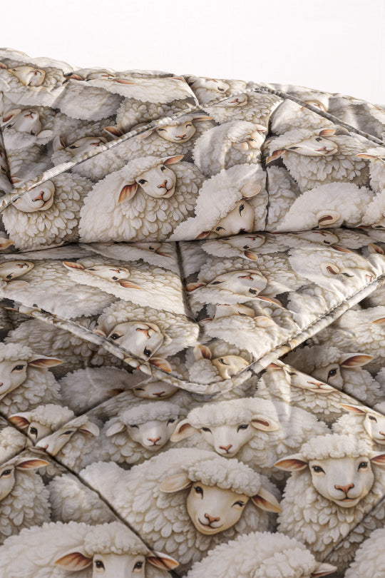 Uysal Home Merinos Kuzu Yünü Yorgan %100 Pamuklu Kuzu Desenli V1 Battal Boy