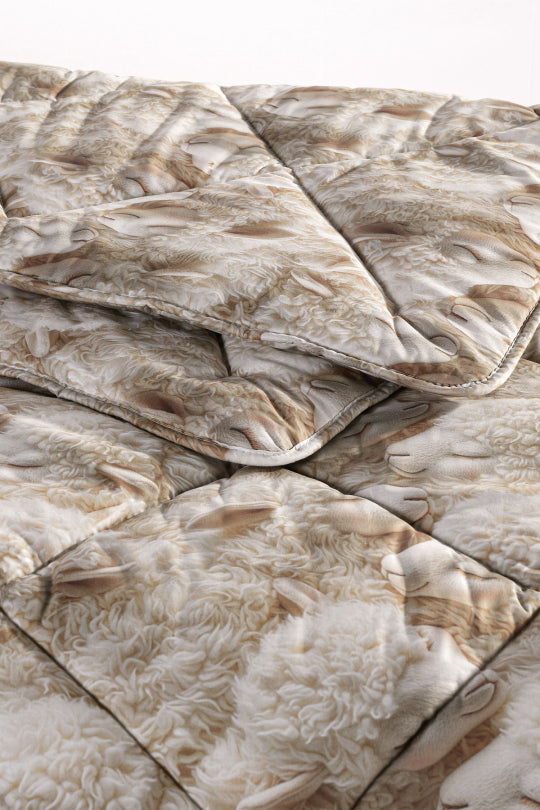 Uysal Home Merinos Kuzu Yünü Yorgan %100 Pamuklu Kuzu Desenli V2 Çift Kişilik