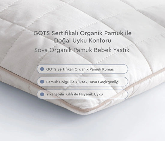 Sova Organik Pamuk Bebek Yastık ( 35x45cm)