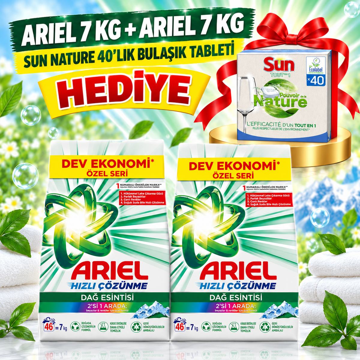 Ariel Dağ Esintisi 7+7 = 14 Kg ( Sun Tablet Hediye)