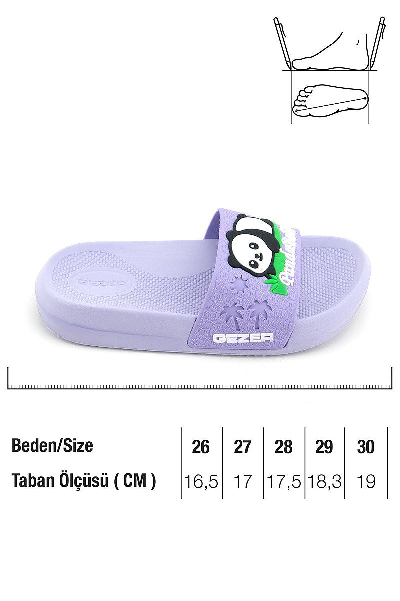 Gezer Panda Yazlık Kız Çocuk PU Islak Zemine Uygun Rahat Taban Ev Bahçe Banyo Havuz Terlik
