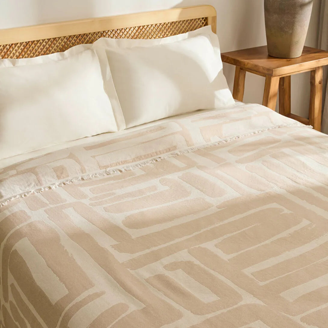 Karaca Kaşmir Home Mosy Çift Kişilik Jakar Muslin Pike Bej