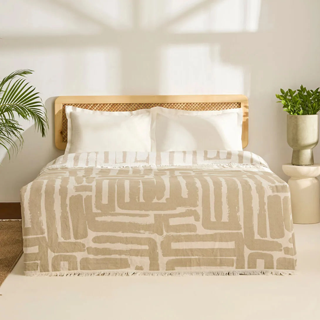 Karaca Kaşmir Home Mosy Çift Kişilik Jakar Muslin Pike Bej