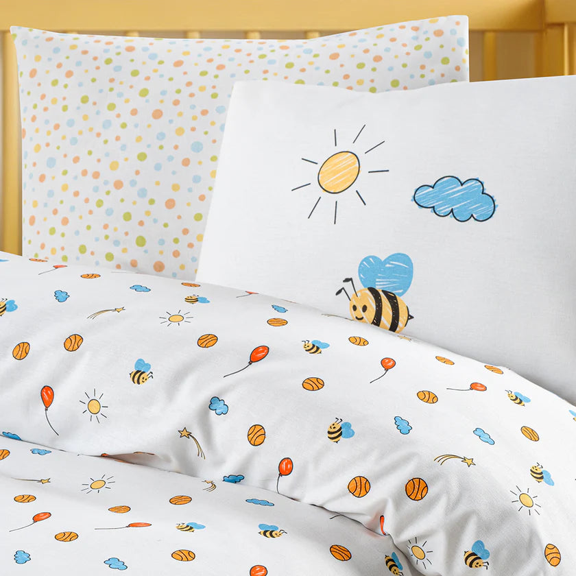 Baby Bee %100 Pamuk Ranforce Bebek Nevresim Takımı Beyaz (4 Parça)