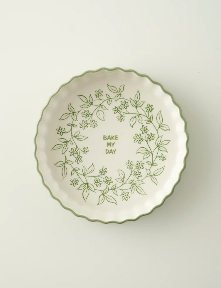 Floral Stoneware Fırın Kabı Beyaz (26x5 cm)