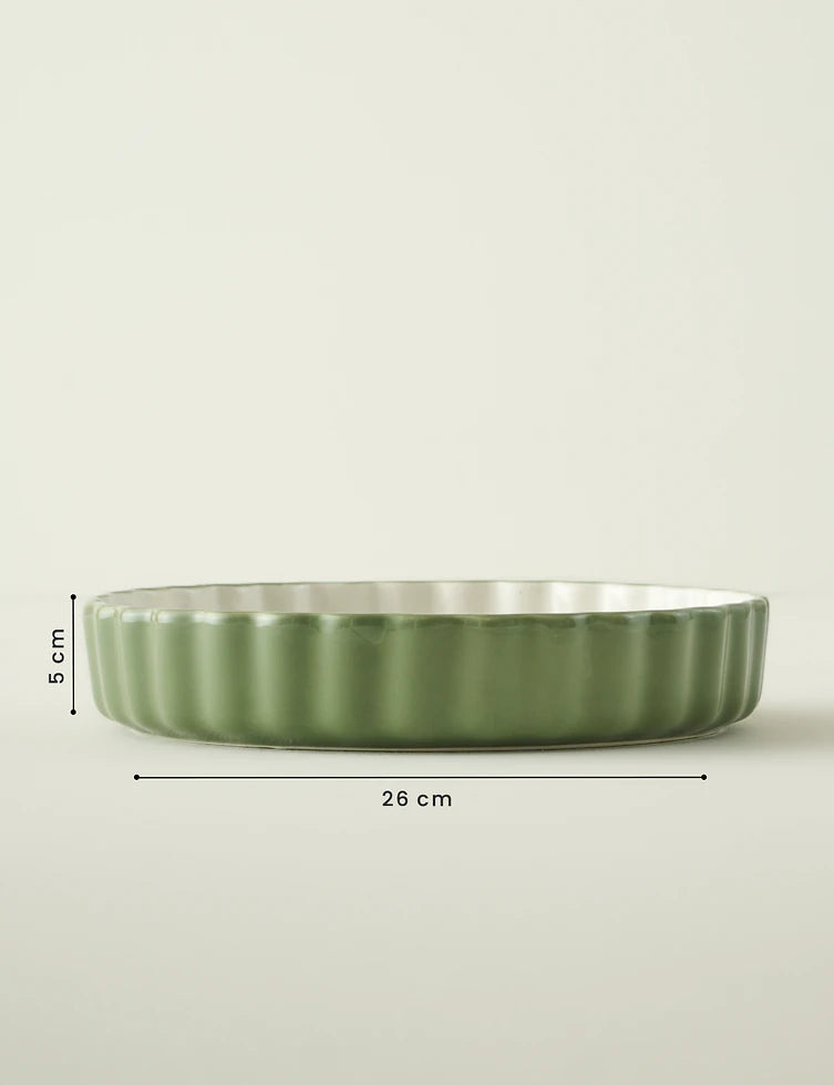 Floral Stoneware Fırın Kabı Beyaz (26x5 cm)