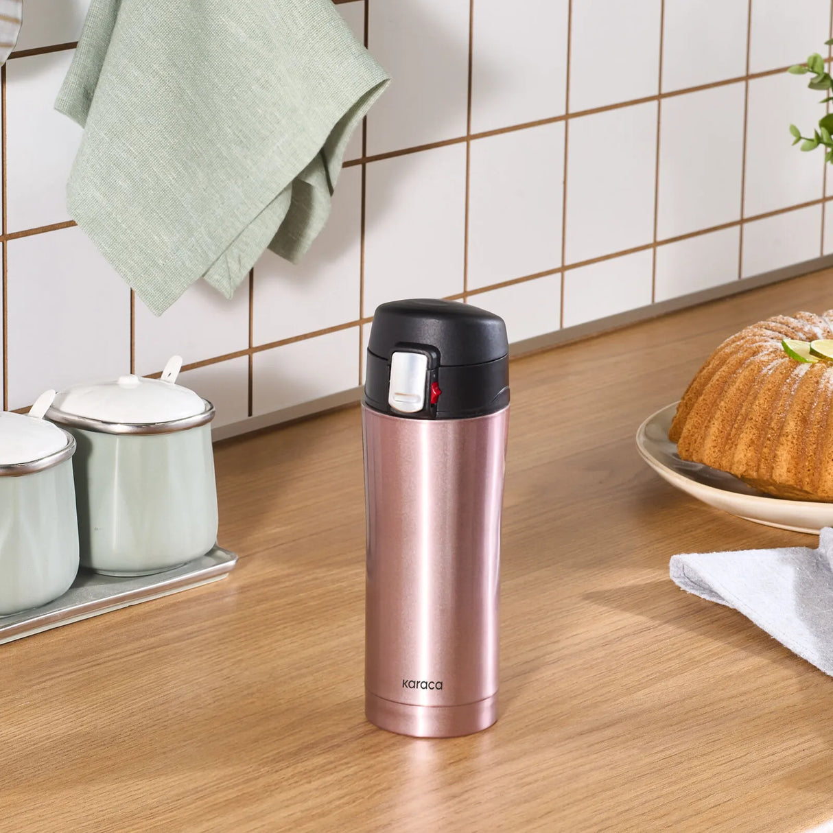 Karaca Pluton Çelik Sızdırmaz Termos Rose Gold 450 ml