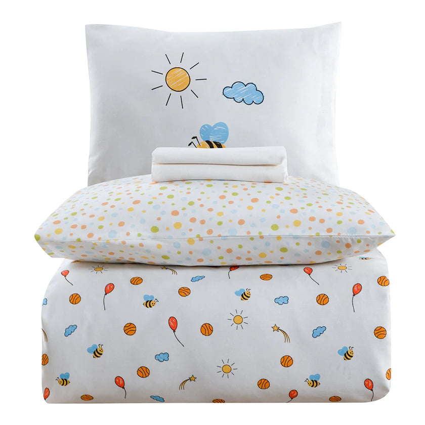 Baby Bee %100 Pamuk Ranforce Bebek Nevresim Takımı Beyaz (4 Parça)