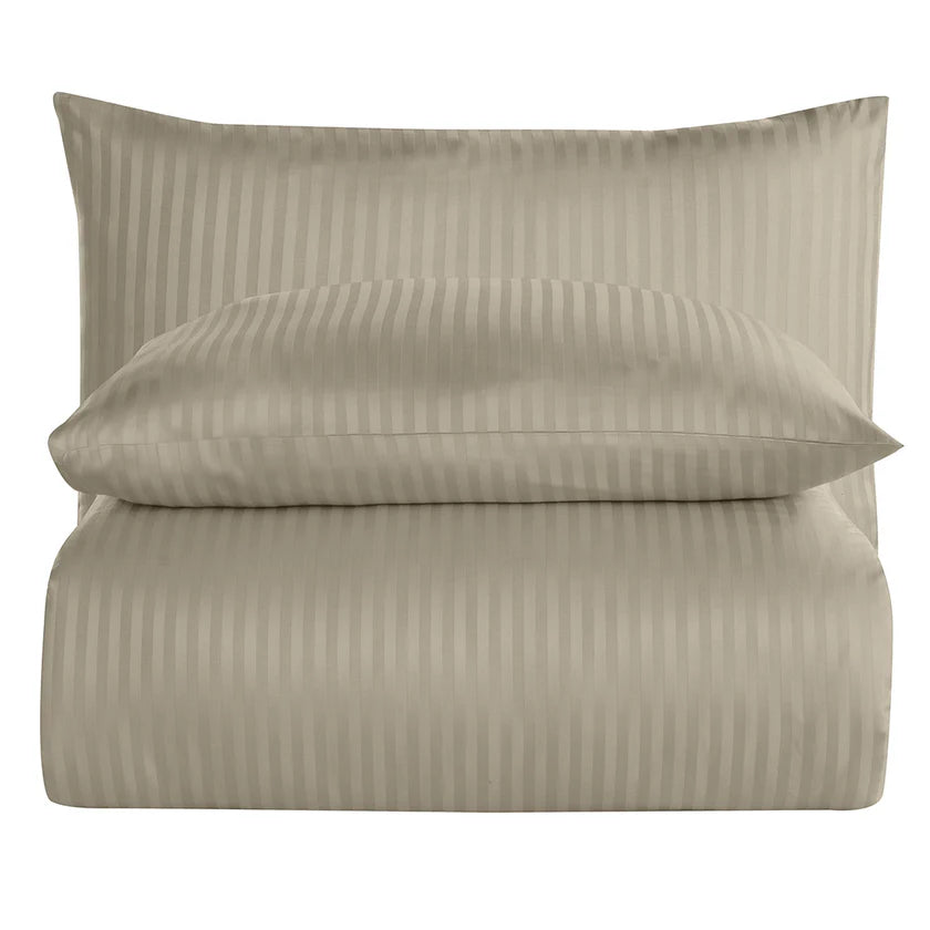 Linestyle Çift Kişilik %100 Pamuk Saten (90 Tel) Nevresim Seti Bej (3 Parça)