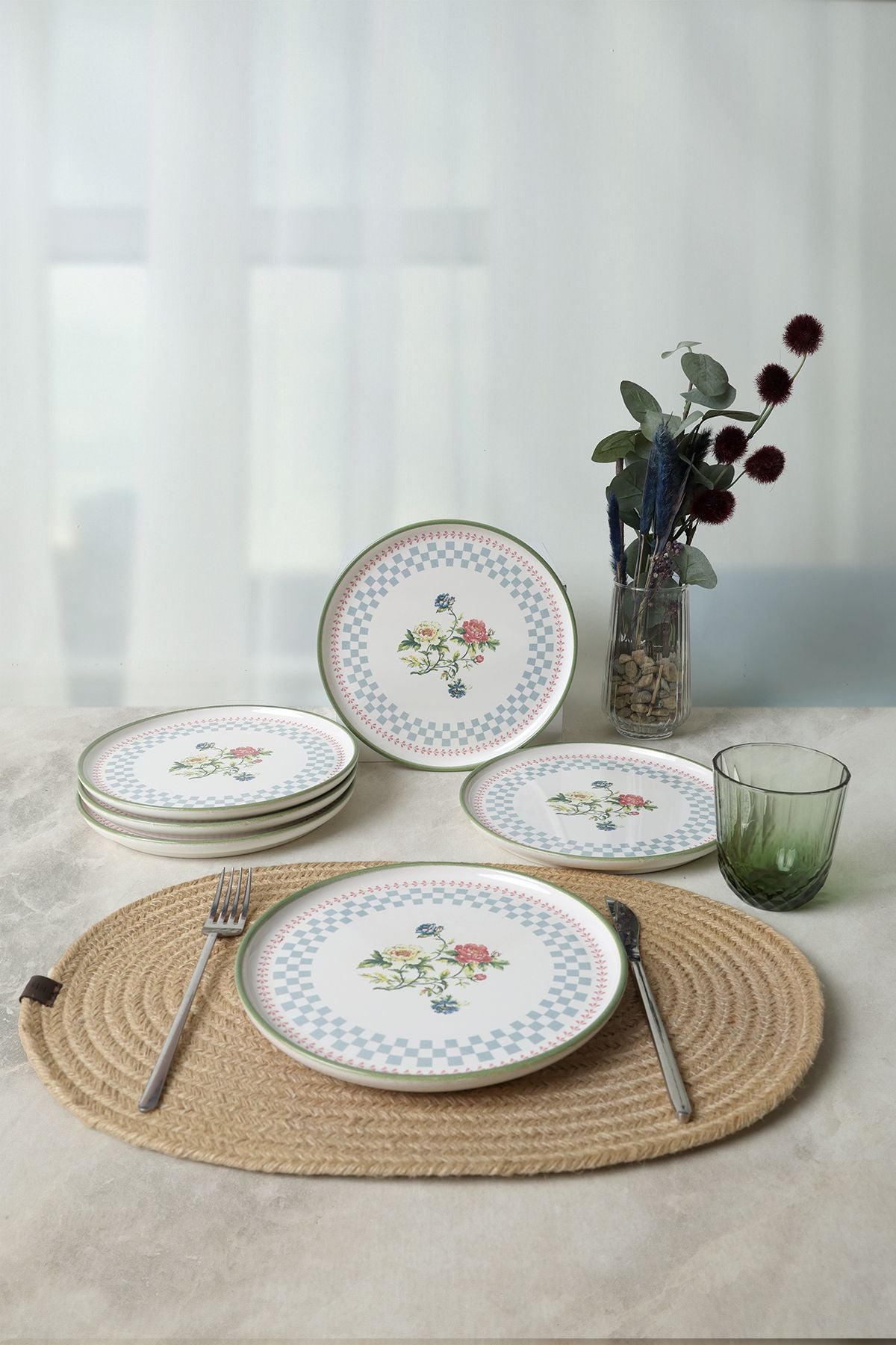 KERAMIKA Rose Line Nordic Pasta Tabağı 22 Cm 6 Adet