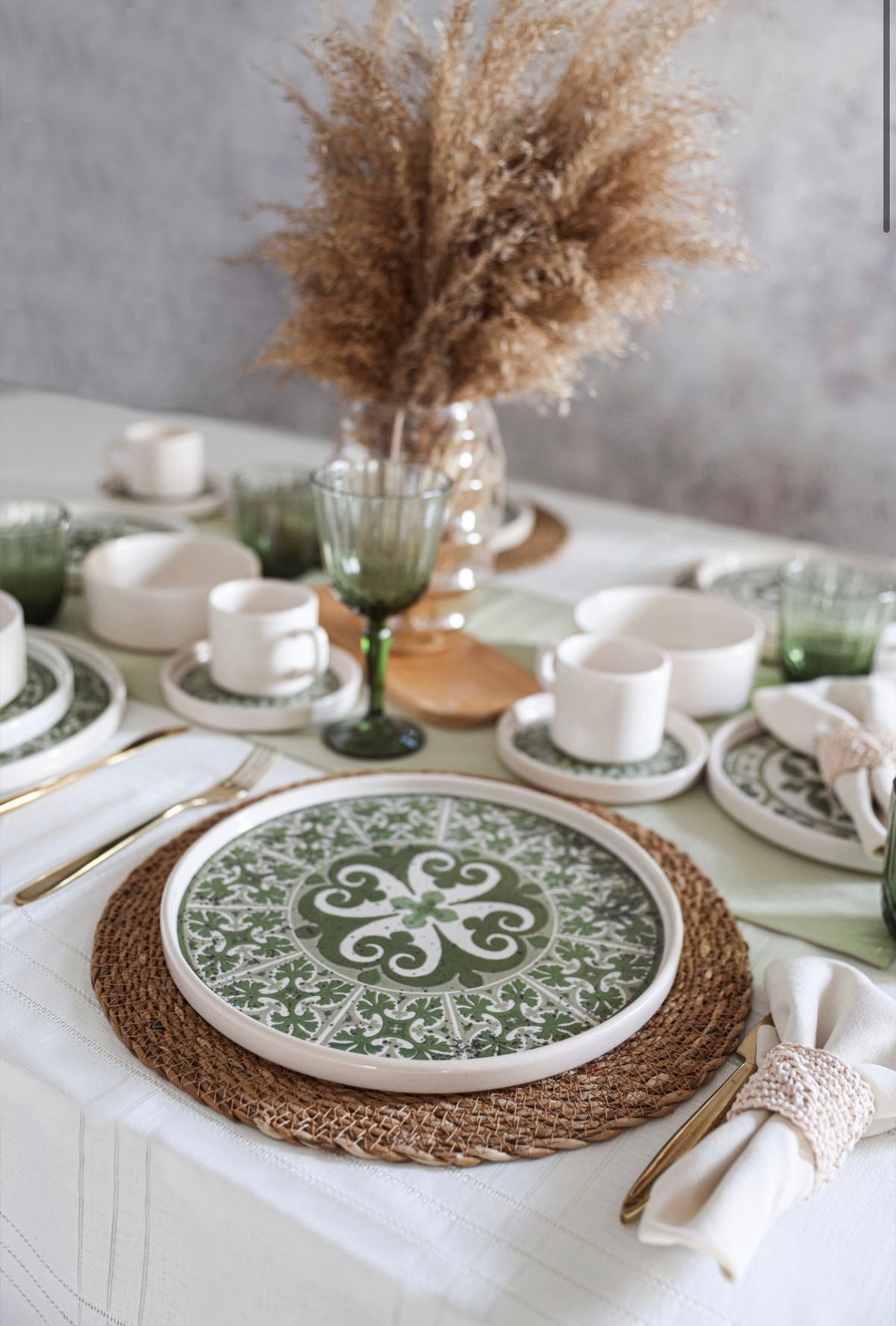 KERAMIKA Timeless Green Stackable Yemek / Kahvaltı Takımı 20 Parça 4 Kişilik