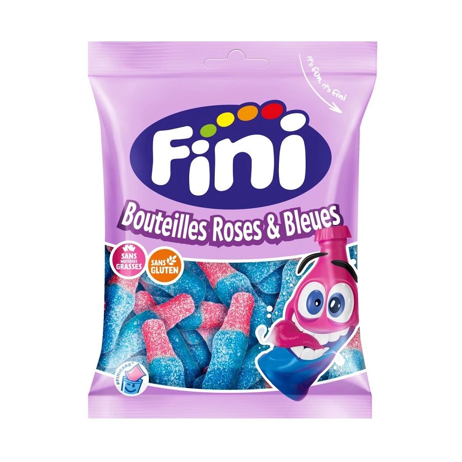 Fini Bouteilles roses et bleues fizz Halal 90g