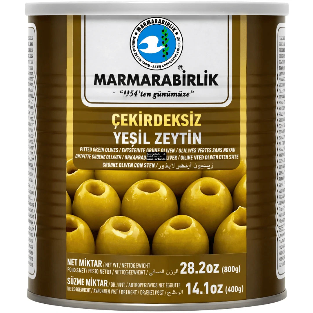 Marmara Birlik Yeşil Çekirdeksiz Zeytin Teneke 400 gr