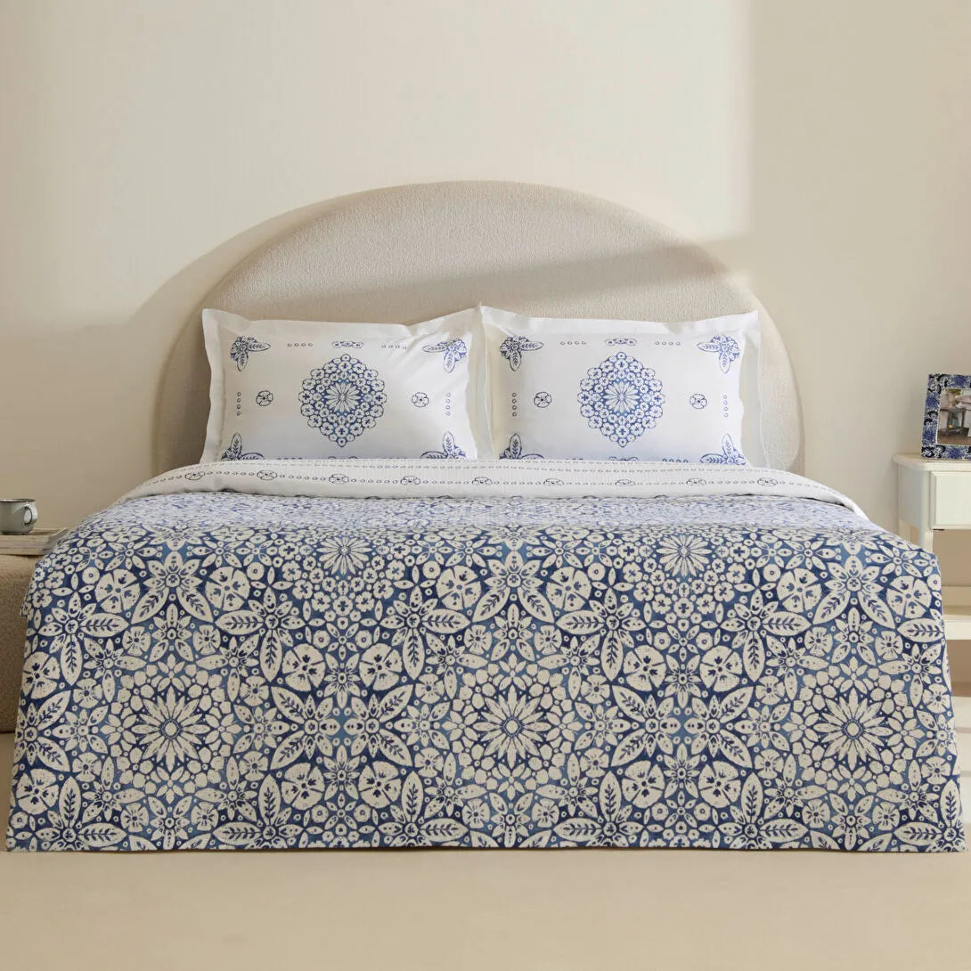Karaca Home Ida %100 Pamuk Çift Kişilik Pike Takımı Mavi