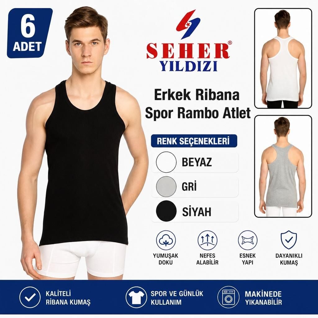 Seher Yıldızı Erkek Ribana Spor Rambo Atlet 6'lı