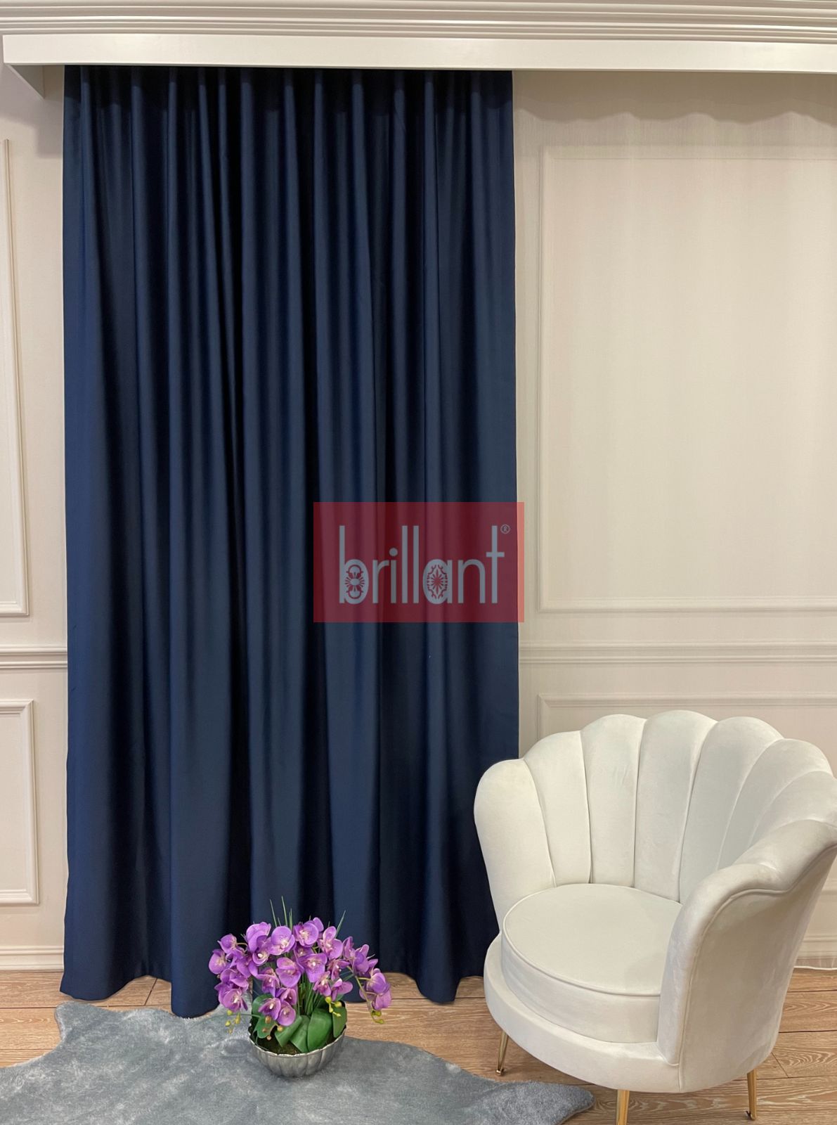 Blackout Karartma Güneşlik Fon Perde Pilesiz (Düz Dikim) Ekstraforlu - Lacivert 150x260