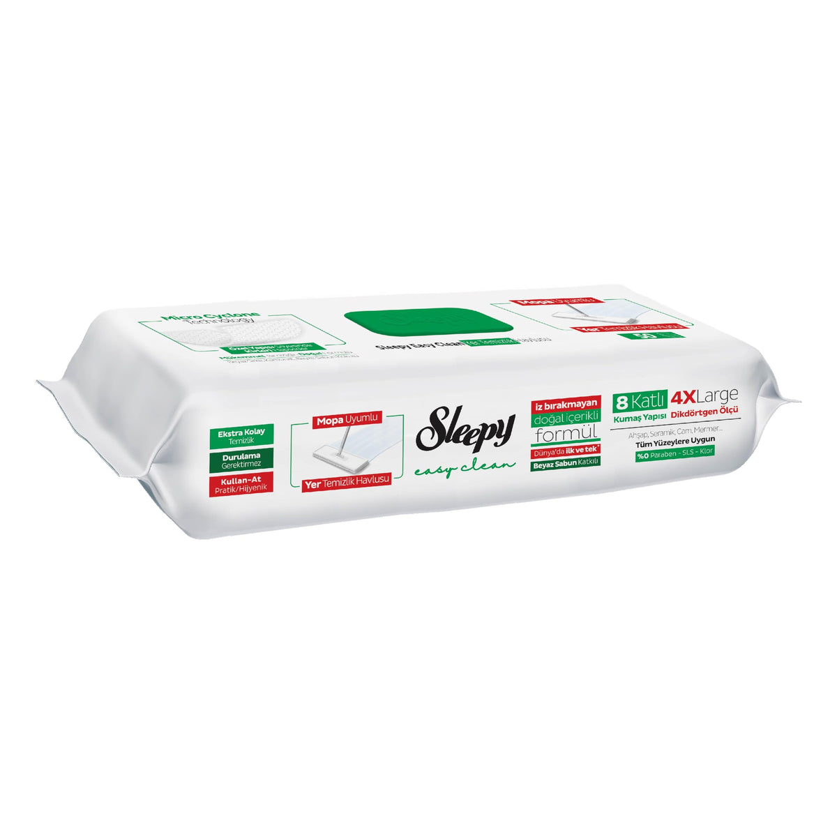 SLEEPY Yüzey Temizleme Havlusu - (MOP) 50 Adet Beyaz Sabun