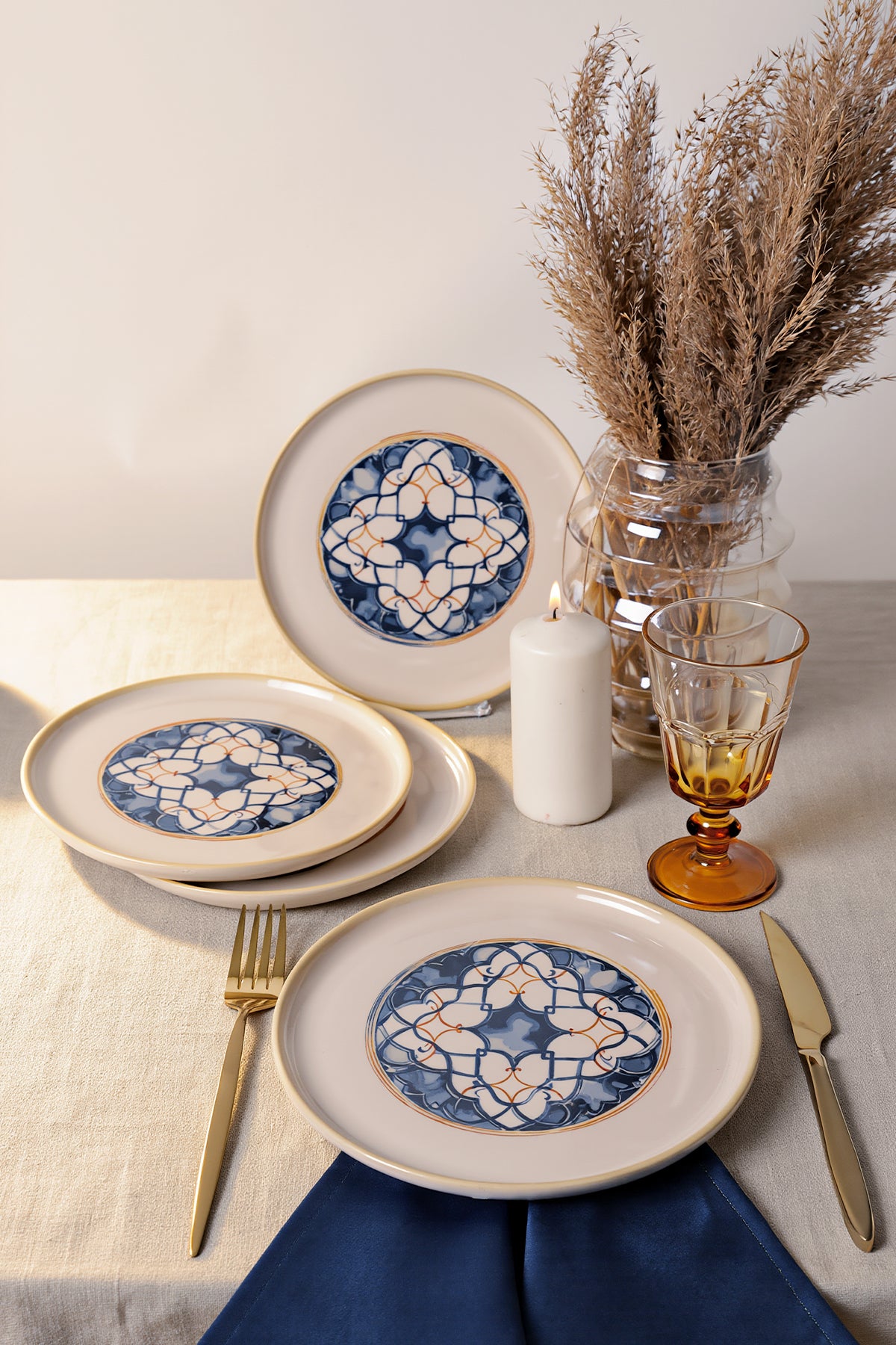 KERAMIKA Wave Flow Nordic Pasta Tabağı 22 Cm 4 Adet 22748