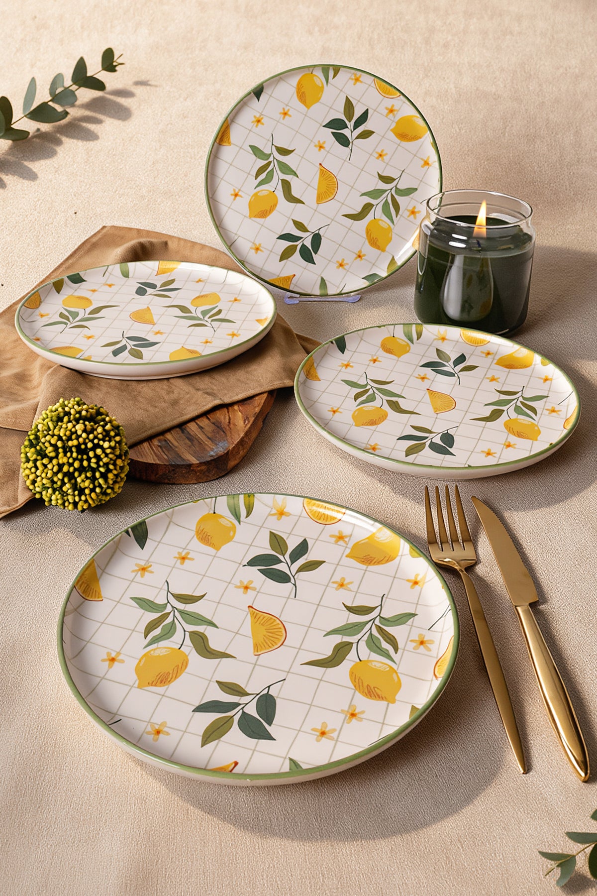 KERAMIKA Lemon Nordic Pasta Tabağı 22 Cm 4 Adet 22090