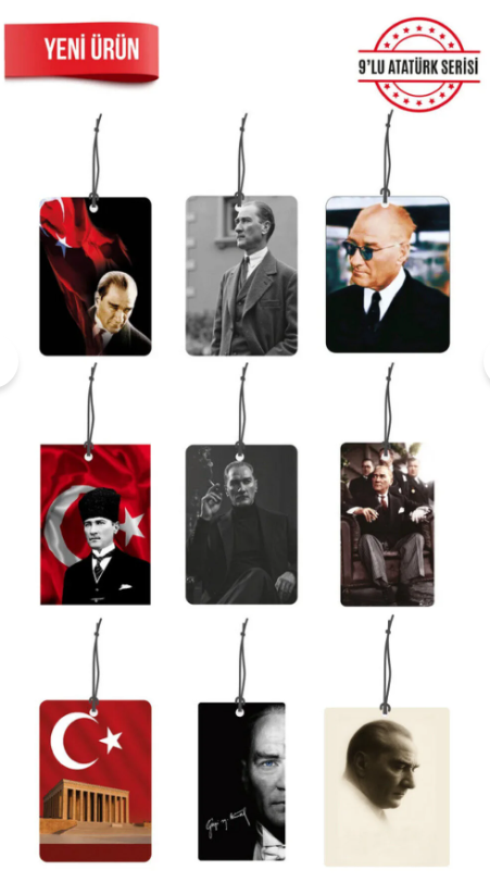 Kemal Atatürk Serisi 9'lu Karma Dekoratif Oto Kokusu Ve Oto Aksesuarı
