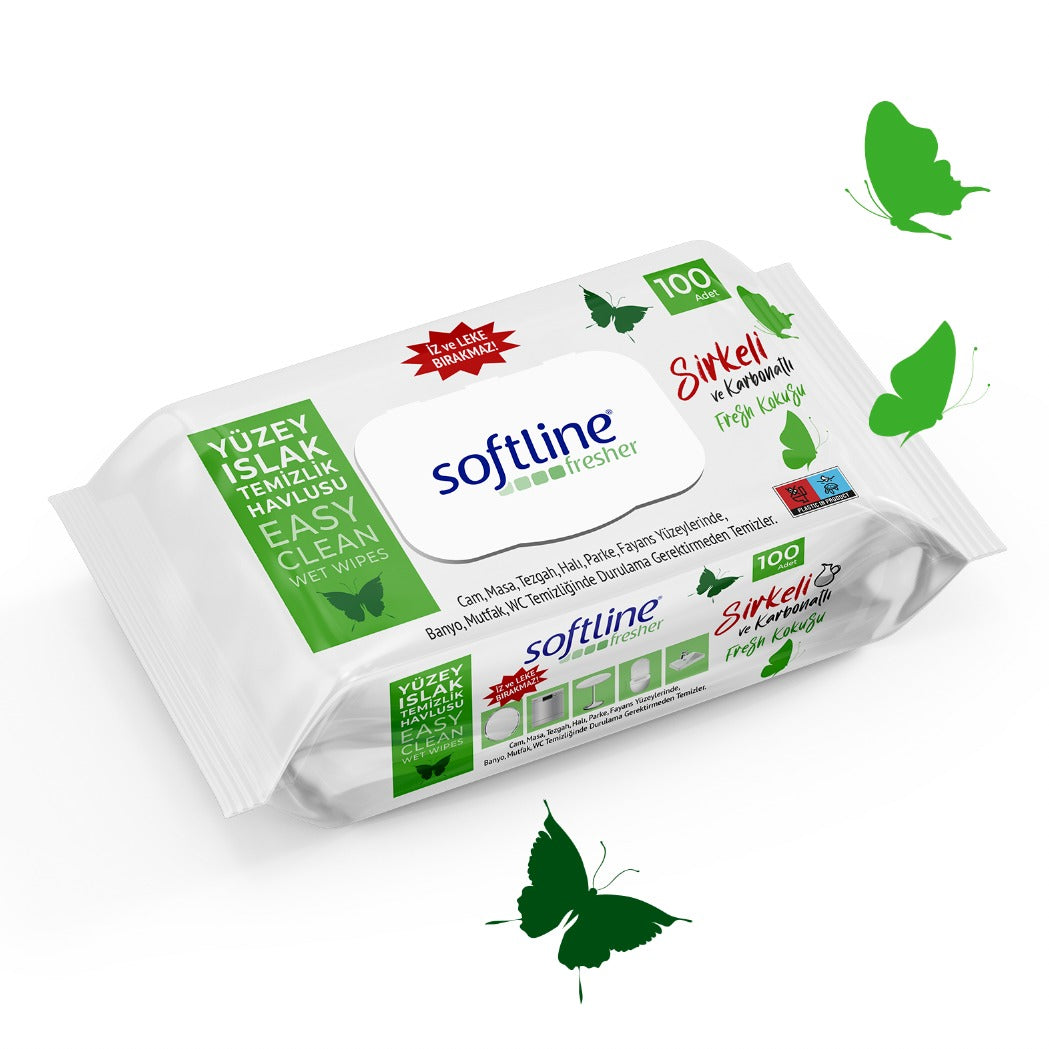 Softline Fresher Yüzey Islak Temizlik Havlusu Sirkeli, Karbonatlı 100'lu
