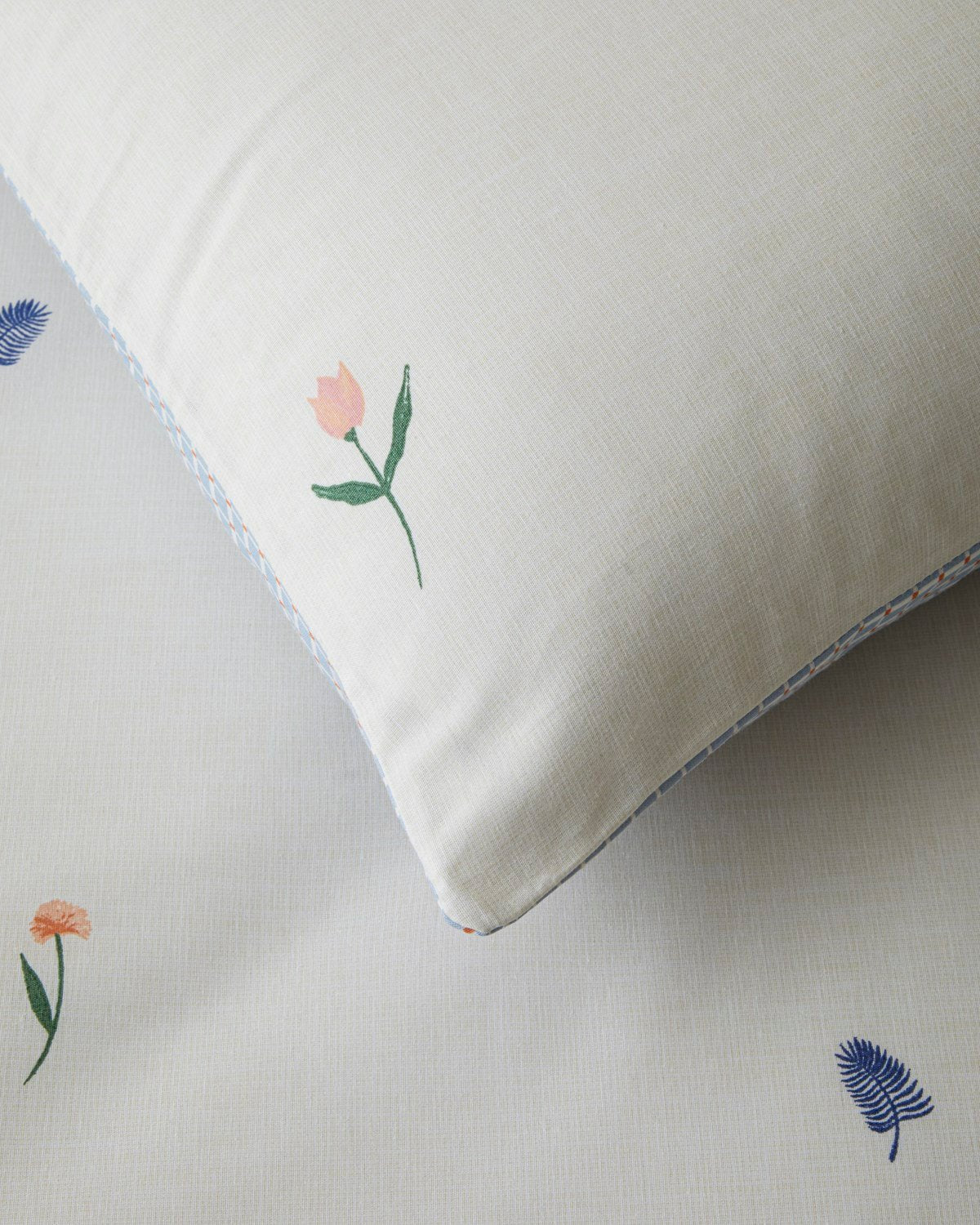 Flowery Kolay Ütülenir Tek Kişilik Çarşaflı Nevresim Takımı 160x220 cm Mavi - Yeşil