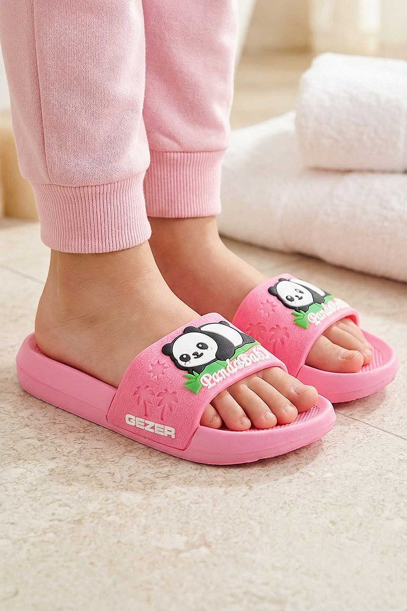 Gezer Panda Yazlık Kız Çocuk PU Islak Zemine Uygun Rahat Taban Ev Bahçe Banyo Havuz Terlik