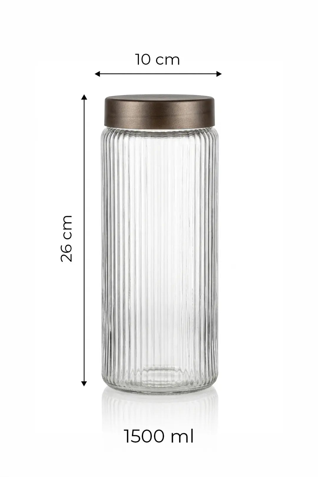 Kitchen Life 6 Adet 1,5 Litre Mega Boy Bambu Kapak Görünümlü Çizgili Kavanoz Seti 1500 ML