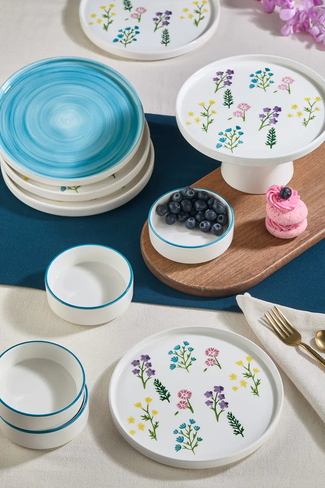 Kitchen Life Art Botanical 11 Parça Ayaklı Handmade Premium Kahvaltı Takımı - 6 Kişilik Kahvaltı Takımı Seti