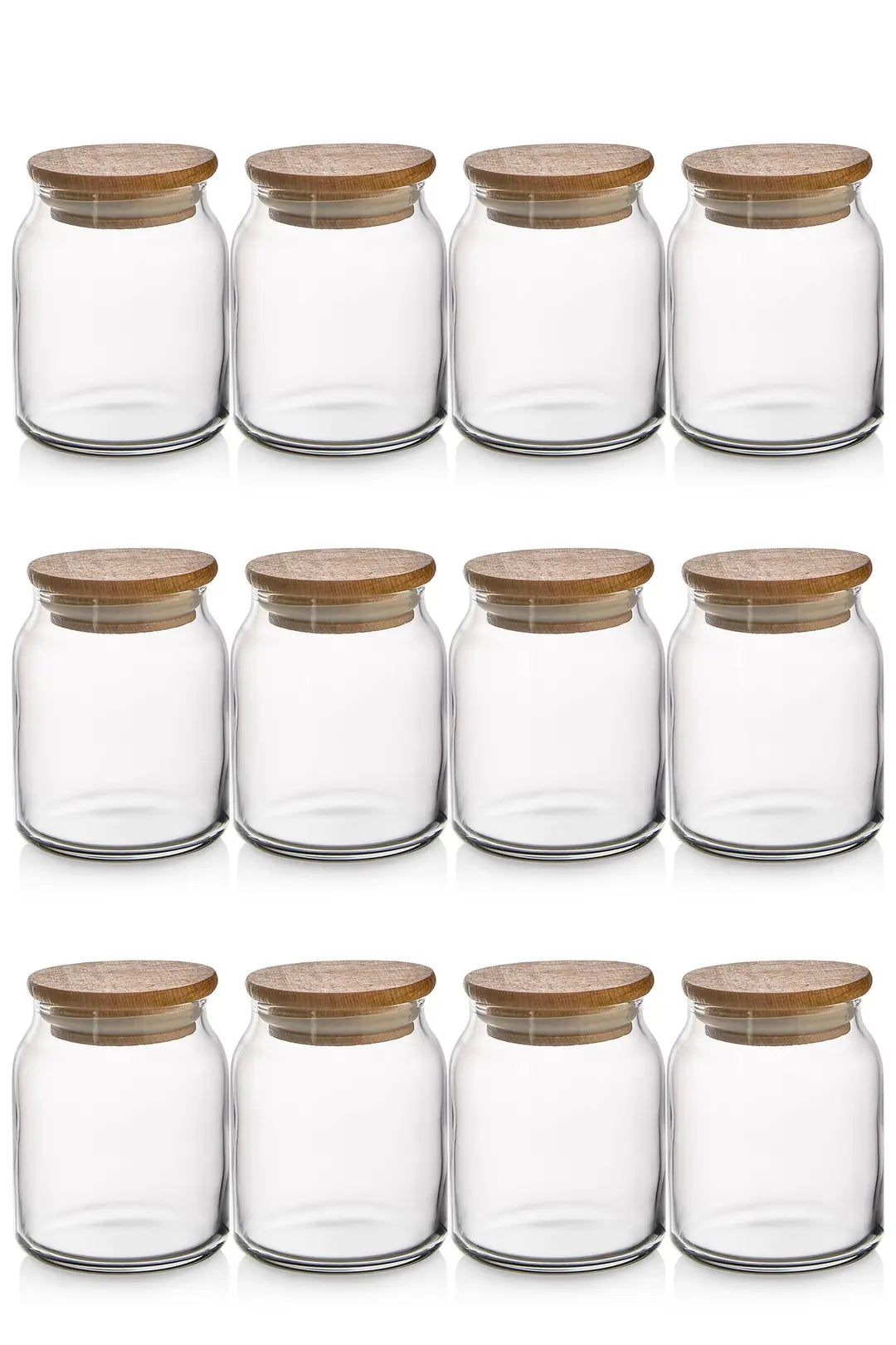 Kitchen Life Myrina Etiketli 12'li Ahşap Vakumlu Kapaklı Baharatlık Takımı 300ml x12