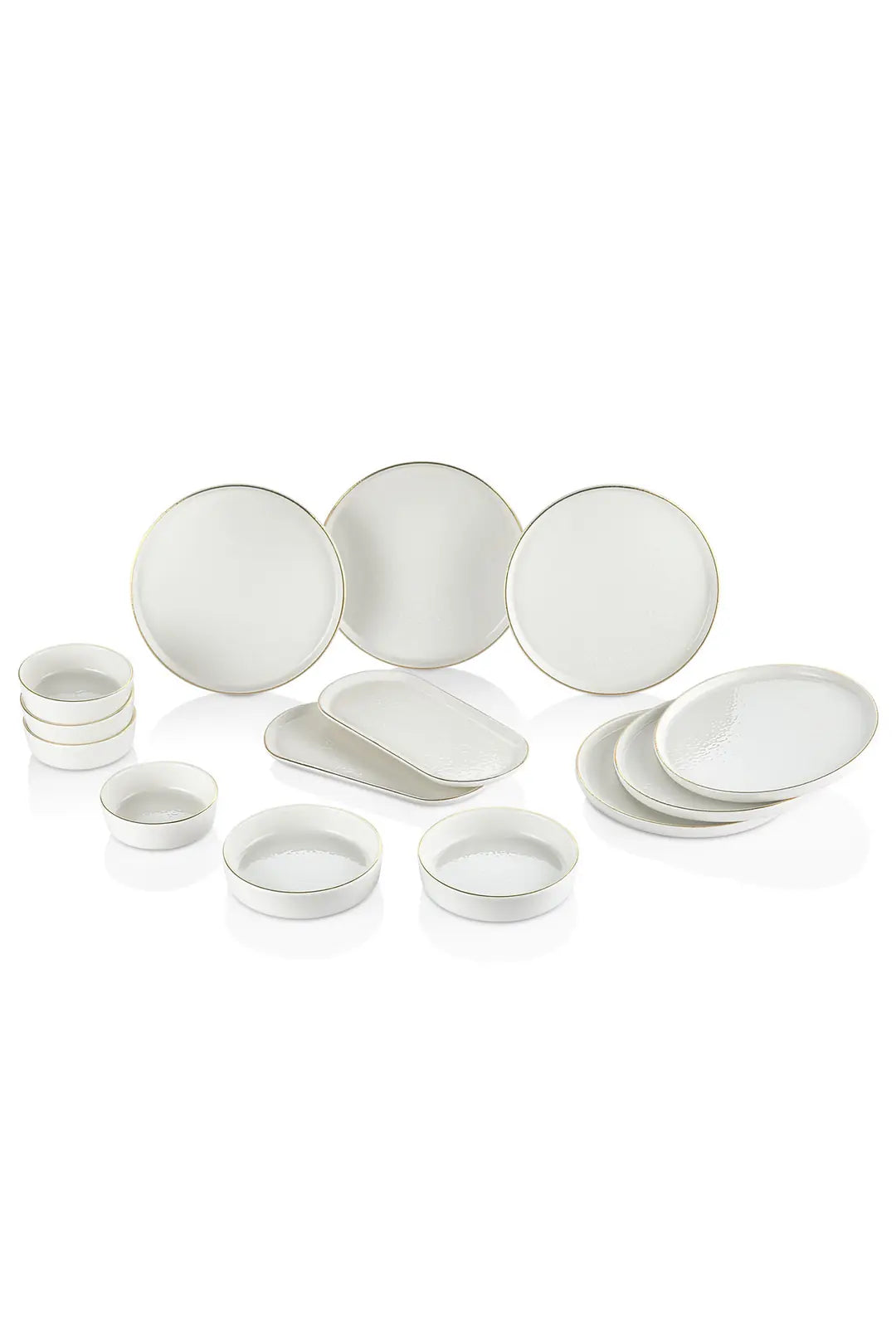 Kitchen Life 14 Parça 6 Kişilik Altın Yaldızlı Kahvaltı Takımı Caotıc Gold -Lüx Kahvaltılık Sunum Seti Tabağı