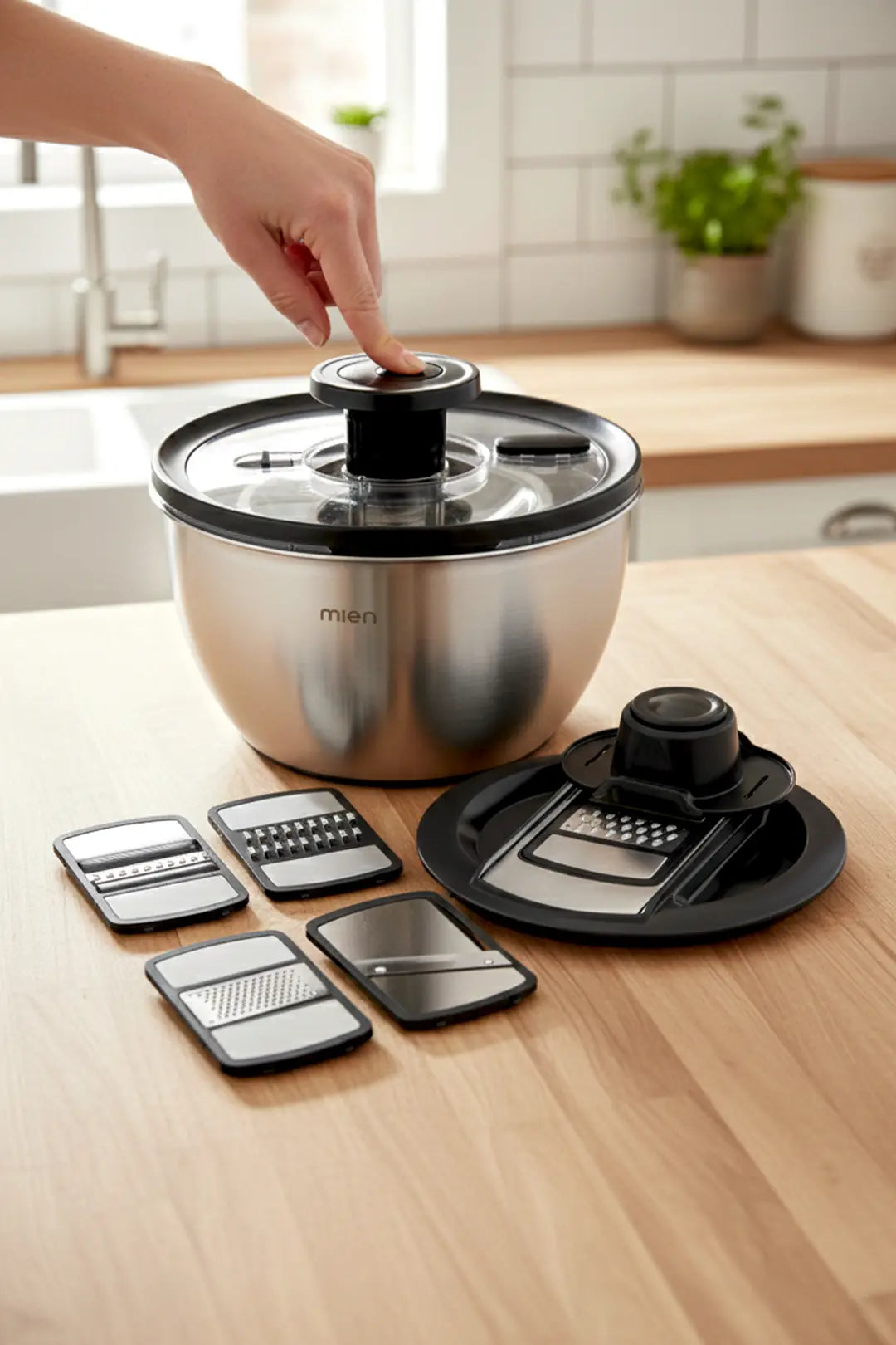 Kitchen Life Mıen 11 Parça Profesyonelia Rendeli Karıştırma ve Salata Kurutucu Saklama Kabı Full Hazırlık Seti