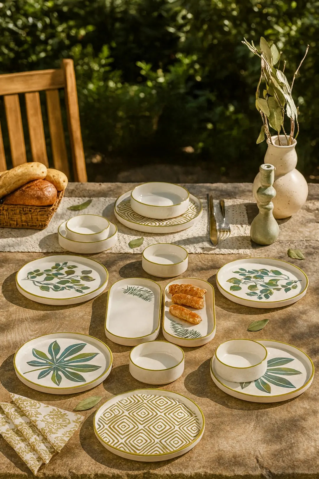Kitchen Life 14 Parça 6 Kişilik Stackable Güz Bahar Kahvaltı Takımı - Lüx Kahvaltılık Sunum Seti Tabağı