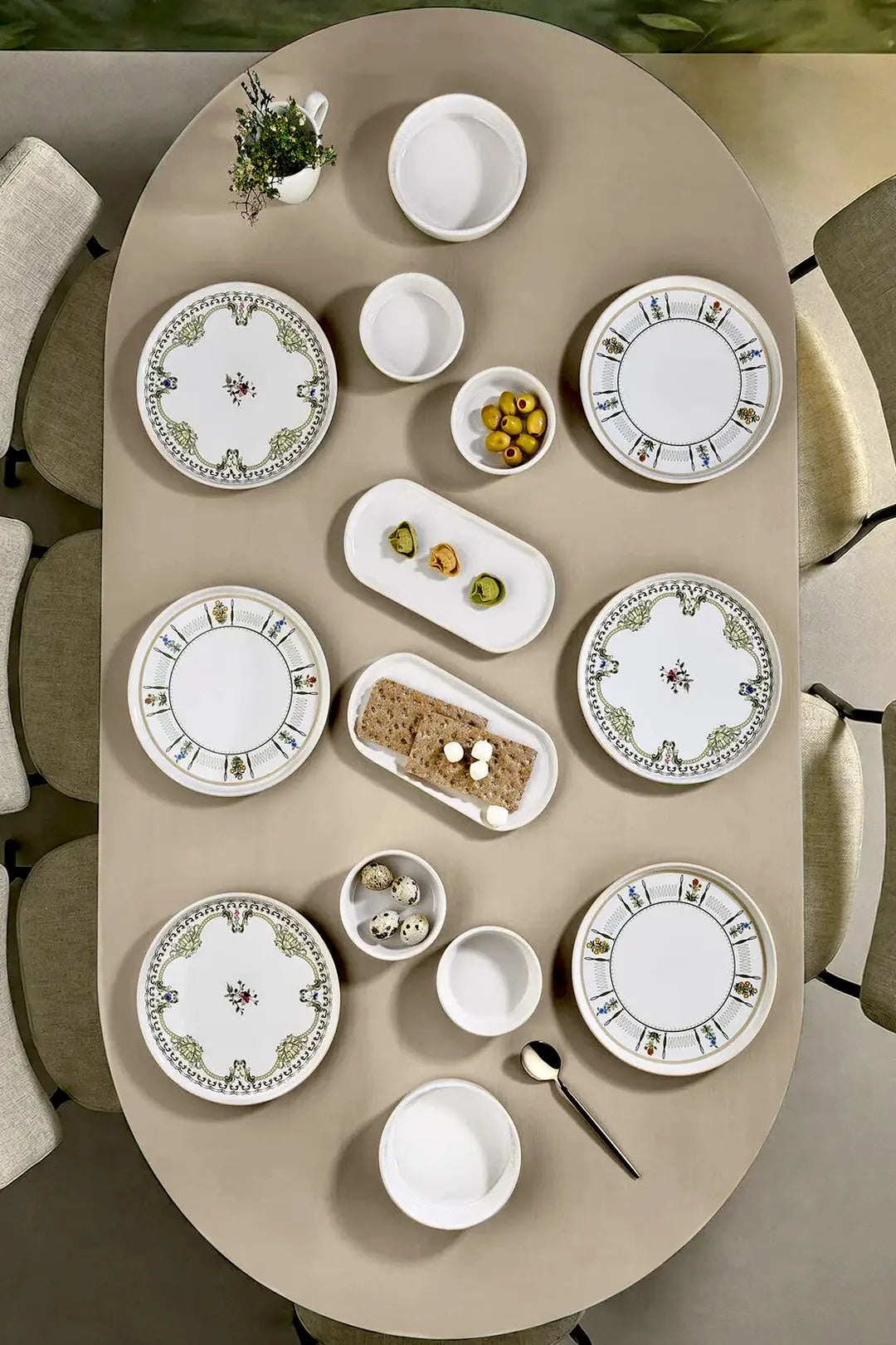 Kitchen Life 14 Parça 6 Kişilik Country Kahvaltı Takımı-Lüx Kahvaltılık Sunum Seti Tabağı