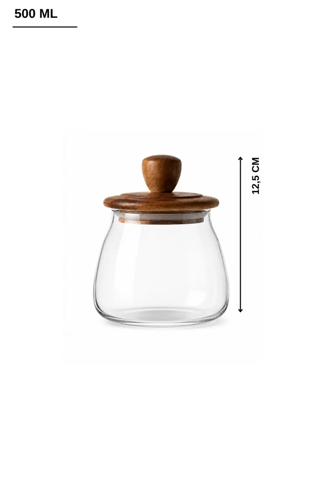 Kitchen Life 3 Boy Ahşap Kapaklı Vakumlu Borosilikat Cam Kavanoz Baharatlık (500 ml,700 ml,1200 ml)