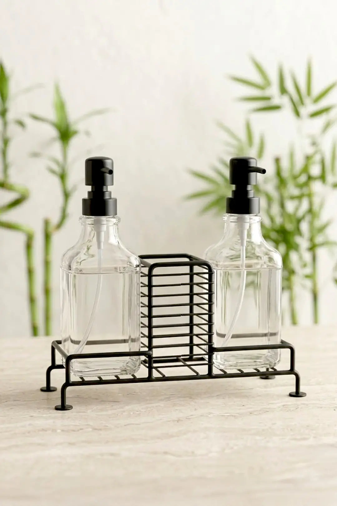 Kitchen Life 2'li Tezgah Üstü Metal Standlı Sünger Hazneli Sabunluk 500 ml-Mutfak Banyo Evye Yanı Sabunluk Seti