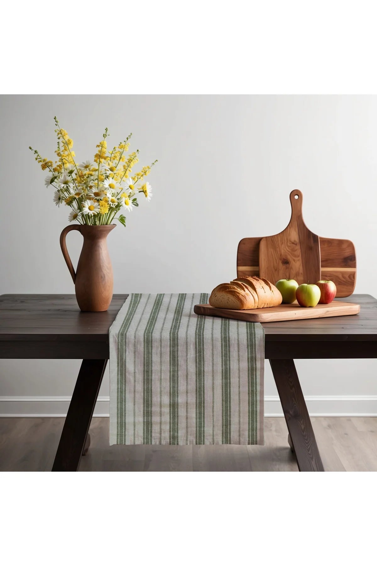 Zümrüt Yeşil Keten Runner - Zümrüt Yeşil - 40 x 150