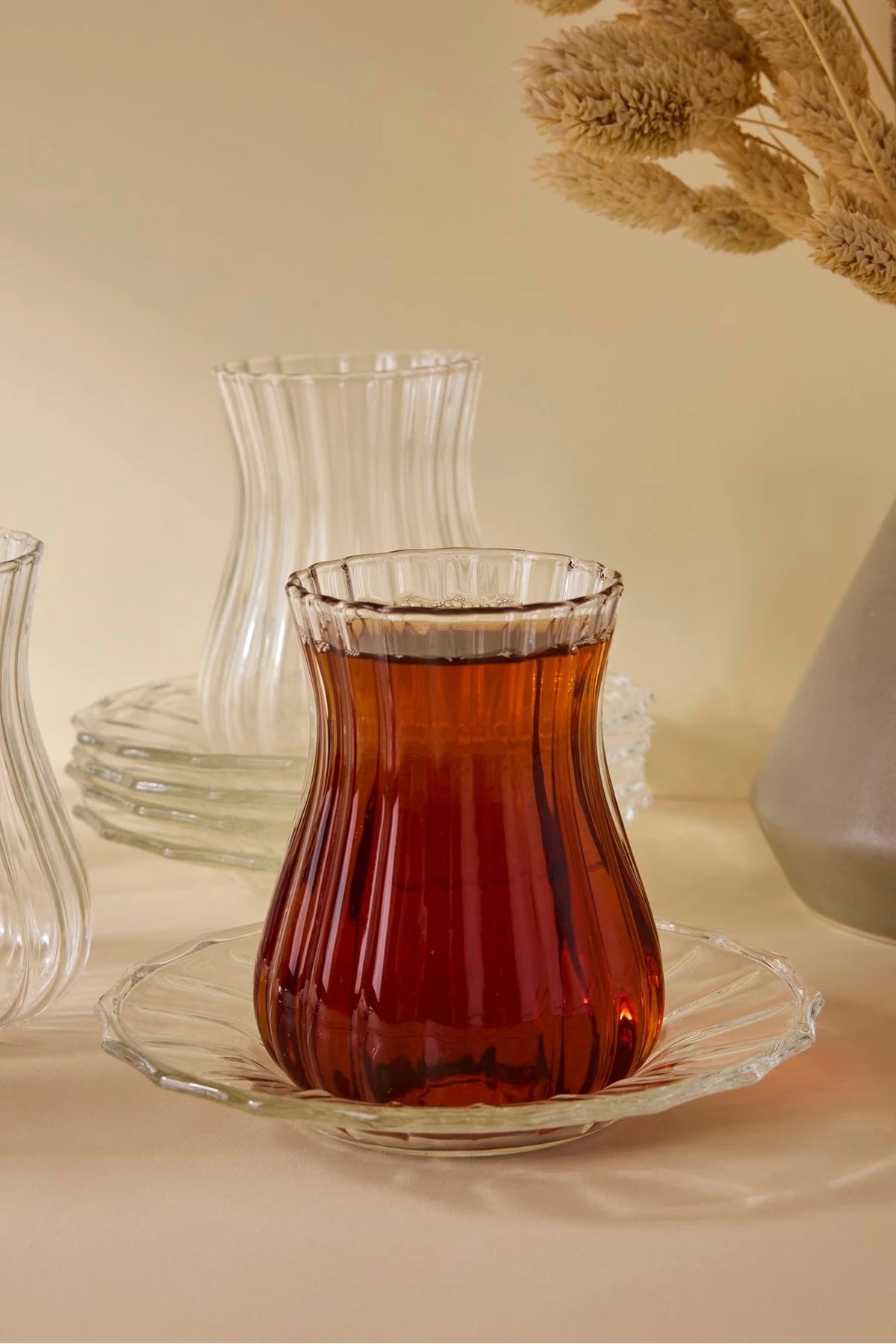 PEROTTİ Harmancık 12 Parça Borosilikat Cam Çay Takımı 170 ml El Yapımı