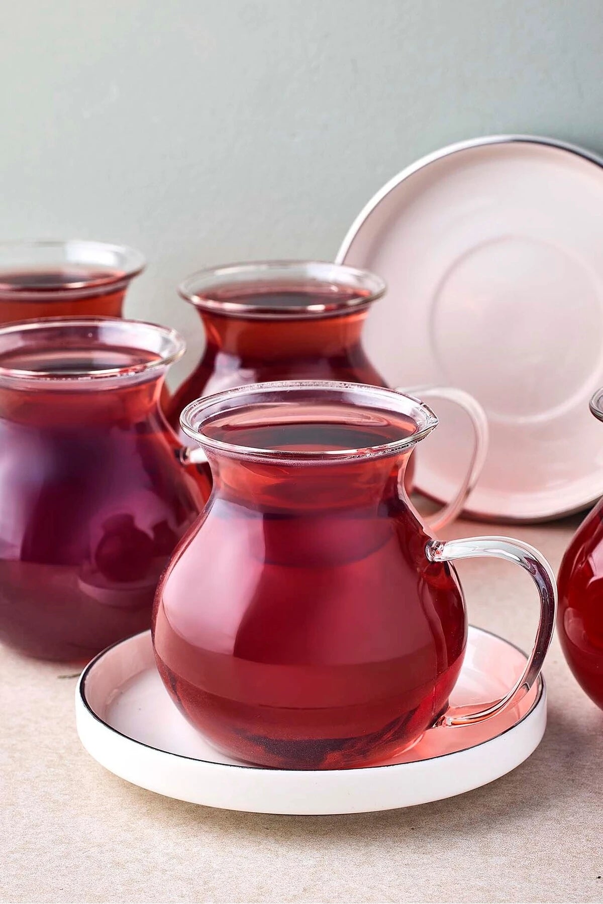 PEROTTİ Kanlıca Platin 12 Parça 6 Kişilik Kulplu Cam Çay Seti 210 ml