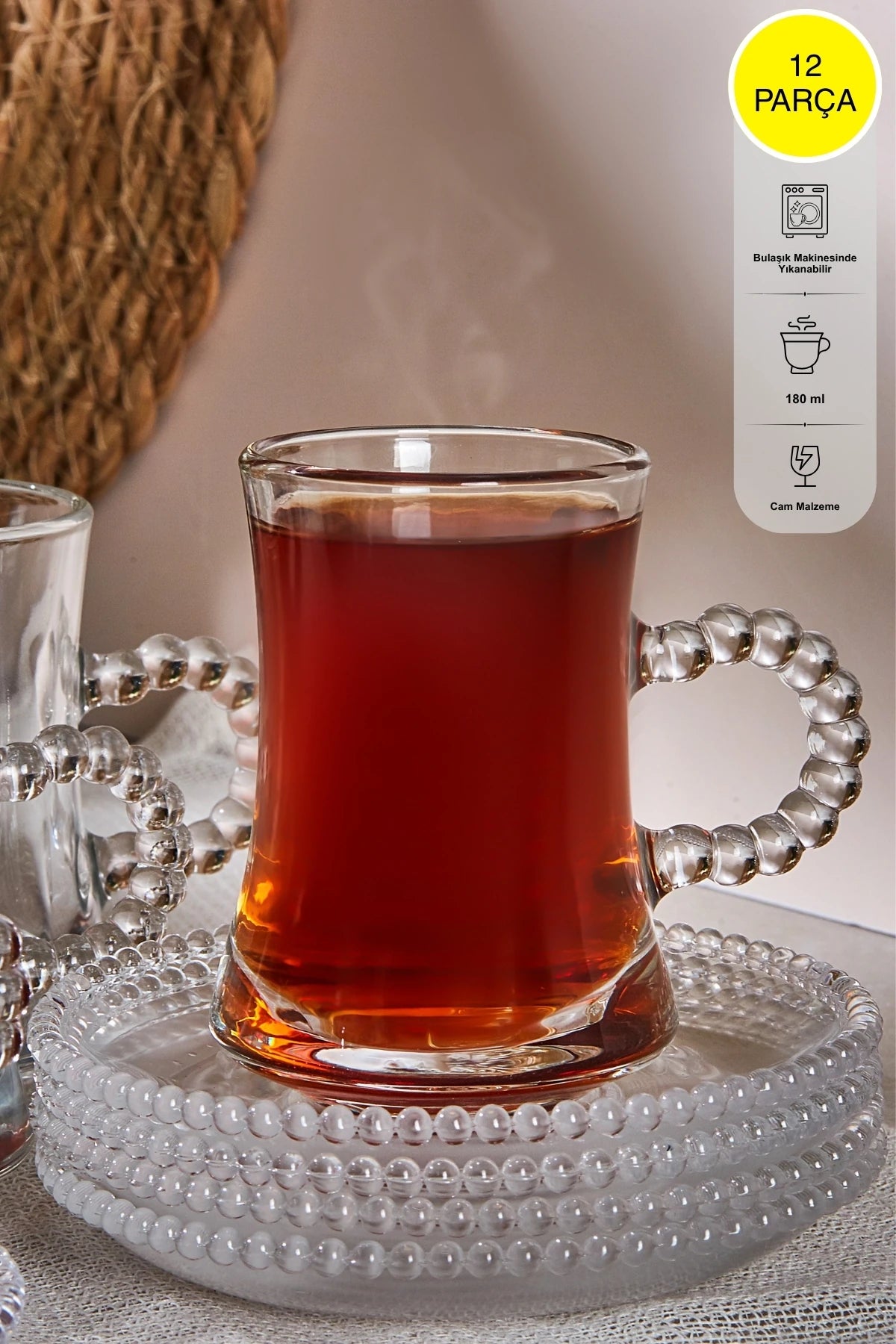 PEROTTİ Pearl 12 Parça 6 Kişilik Çay Bardağı Seti 180 ml