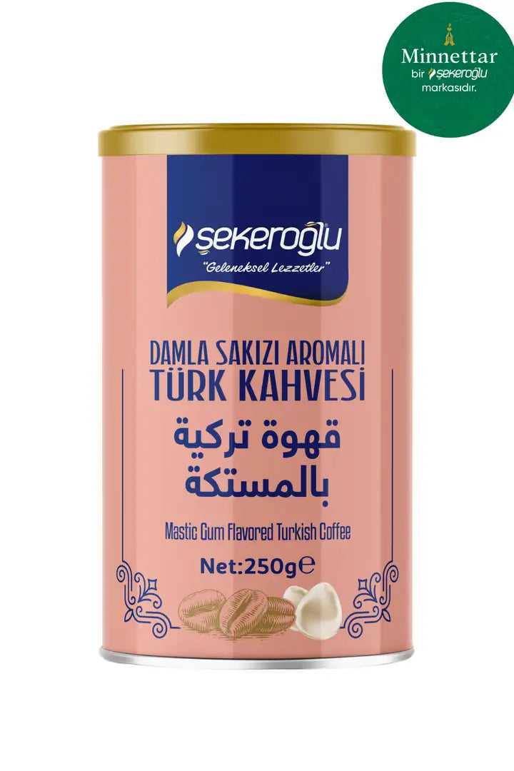 MİNNETTAR Caffè turco con mastice 250 gr, confezione cilindrica speciale