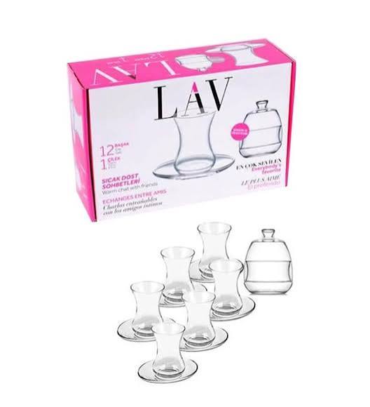 Lav İnci 12 Parça Çay Seti + Şekerlik