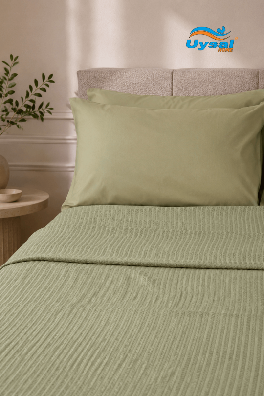 Uysal Home Örgü Pike Takımı %100 Pamuklu Yeşil Tek Kişilik
